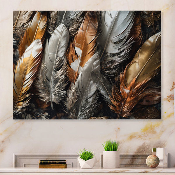 Dakota Fields Gold Feather Extravaganza III - Glam Feather Metal Wall